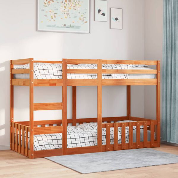 vidaXL Bunk Bed Wax Brown 75x190 cm Solid Wood Pine
