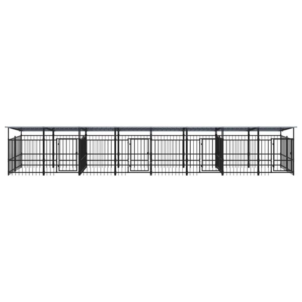 vidaXL Outdoor Dog Kennel with Roof Steel 15.02 m&sup2;