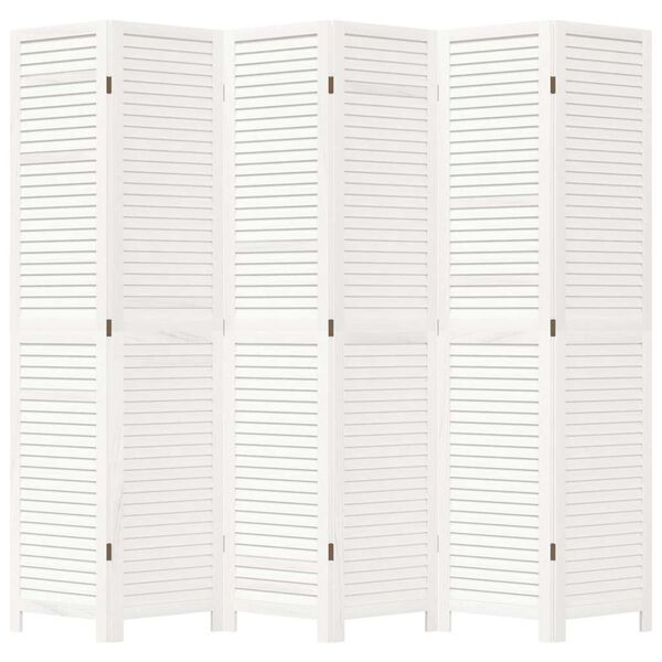 vidaXL Room Divider&nbsp;6 Panels White Solid Wood Paulownia