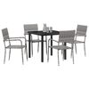 vidaXL Garden Dining Set with Cushion 5 pcs Grey Poly Rattan