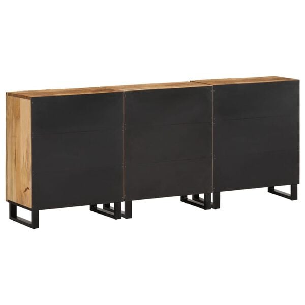vidaXL Sideboards 3 pcs 60x34x75 cm Solid Wood Rough Mango