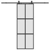 vidaXL Sliding Door with Hardware Set Black 76x205 cm Tempered Glass