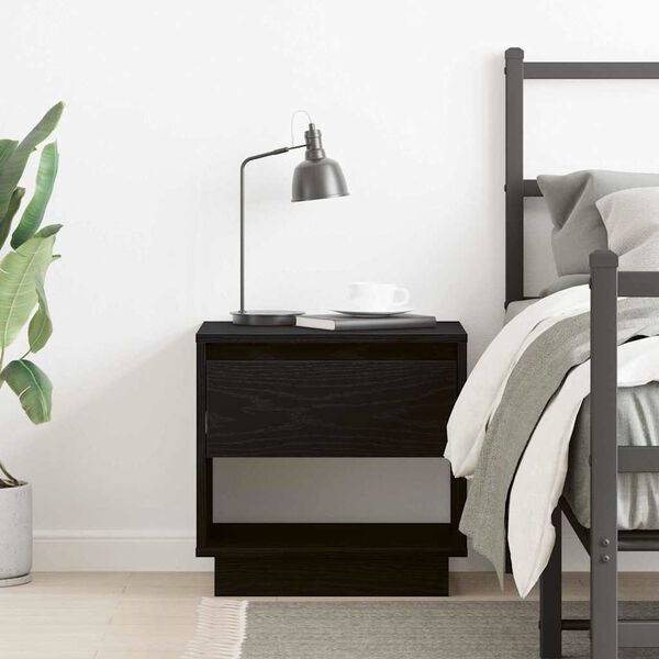 vidaXL Nightstand Black Oak 45 x 34 x 44 cm Engineered Wood