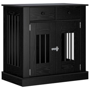 vidaXL Dog Crate Furniture Black Oak 80 x 47.5 x 80 cm Engineered Wood
