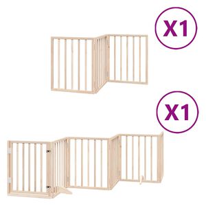 vidaXL Dog Gate with Door Foldable 9 Panels 450 cm Poplar Wood