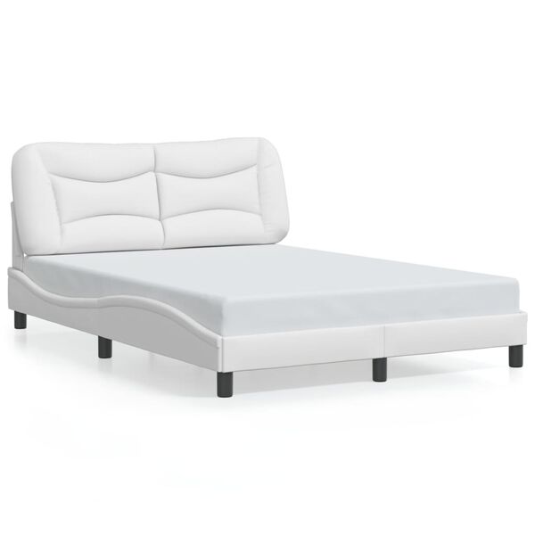 vidaXL Bed Frame with LED without Mattress "Hvar" White 140x190 cm