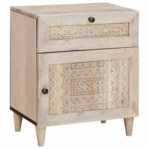 vidaXL Bedside Cabinet Beige 50 x 33 x 60 cm Solid Acacia wood