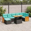 vidaXL 8 Piece Garden Sofa Set with Cushions Grey Poly Rattan Acacia