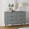 vidaXL Drawer Cabinet MOLDE Grey 113x40x80 cm Solid Wood Pine