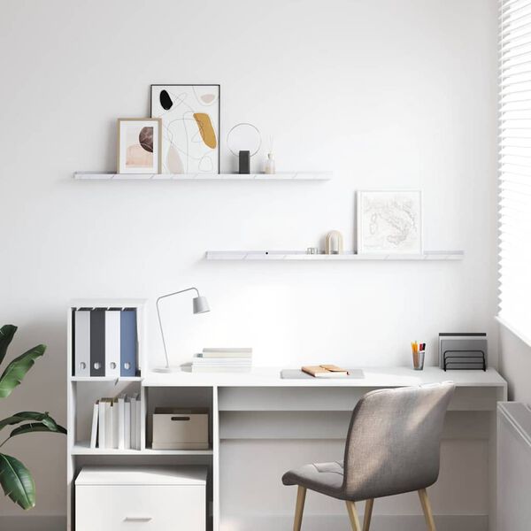 vidaXL Wall Shelf 2 pcs White Marble 115 x 9 x 3 cm Engineered Wood