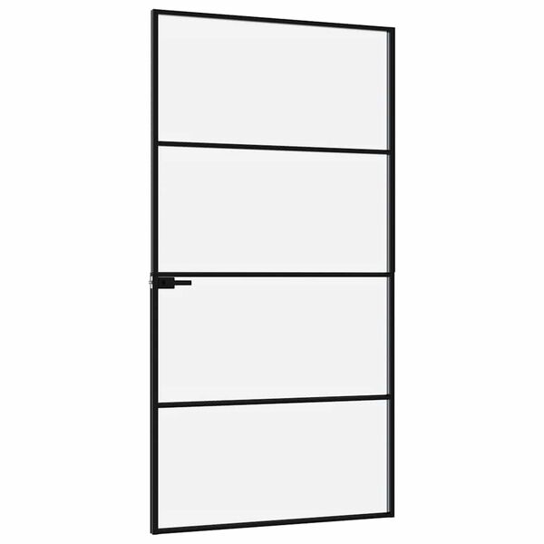 vidaXL Interior Door Black 102x201.5 cm Tempered Glass&Aluminium