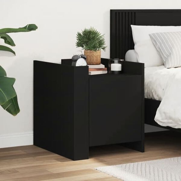 vidaXL Bedside Cabinet Black 45x50x50 cm Engineered Wood