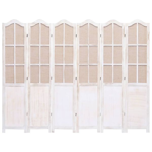 vidaXL 6-Panel Room Divider White 210x165 cm Fabric