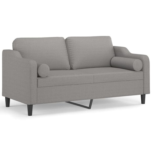 vidaXL 2-Seater Sofa with Pillows&Cushions Light Grey 140 cm Fabric
