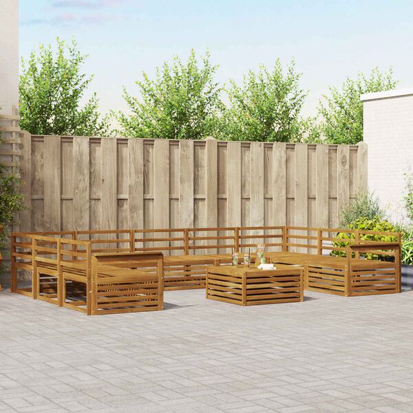 vidaXL Sofa Sets 10 pcs Natural Solid Acacia Wood