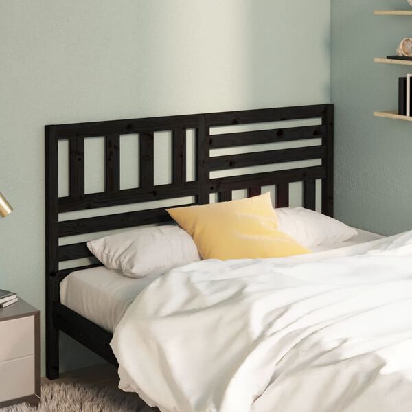 vidaXL Bed Headboard Black 146x4x100 cm Solid Wood Pine