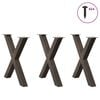vidaXL Dining Table Legs X-Shaped 3 pcs Natural Steel 80x(72-73) cm Steel