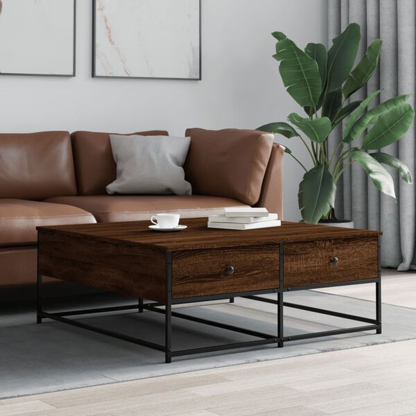 vidaXL Coffee Table Brown Oak 100x99x40 cm Engineered Wood