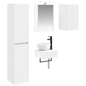 vidaXL Bathroom Furniture Set 5 pcs White Engineered Wood and Glass