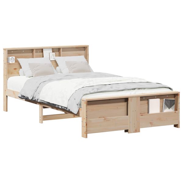 vidaXL Bed Frame with Headboard Brown 140 x 190 cm Engineered Wood