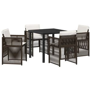 vidaXL Garden Dining Set 5 pcs Brown Powder-Coated Steel