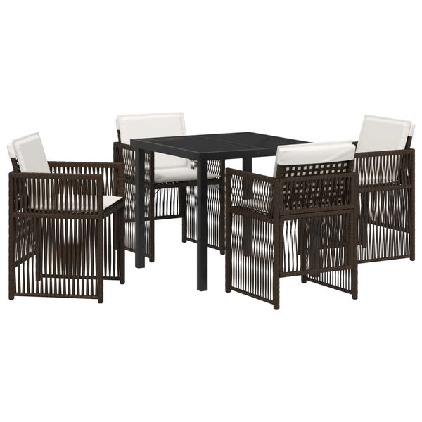 vidaXL Garden Dining Set 5 pcs Brown Powder-Coated Steel