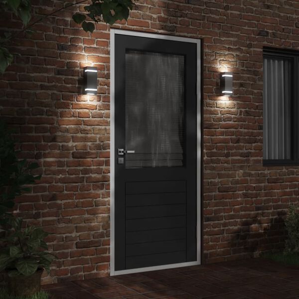 vidaXL Outdoor Wall Lights 2pcs Black Stainless Steel
