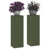 vidaXL Plant Stand 2 pcs Olive green 24 x 24 x 75 cm Steel