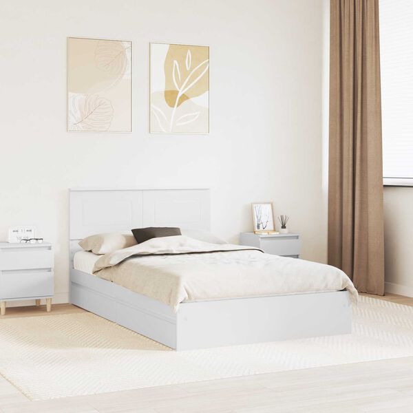 vidaXL Storage Bed with Headboard White 135 x 190 cm Engineered Wood