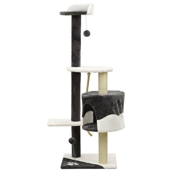 vidaXL Cat Tree with Sisal Scratching Posts Dark Grey and White 120 cm