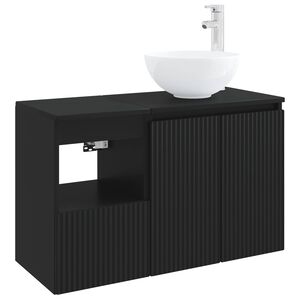 vidaXL Bathroom Furniture Set 2 pcs Black Engineered Wood