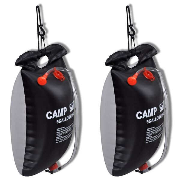 Camp Shower Solar Shower Outdoor Bath 20 L 2 pcs