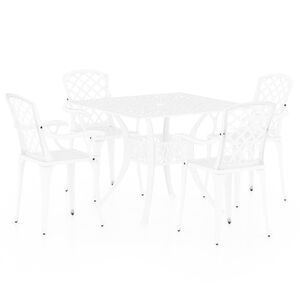 vidaXL 5 Piece Bistro Set Cast Aluminium White