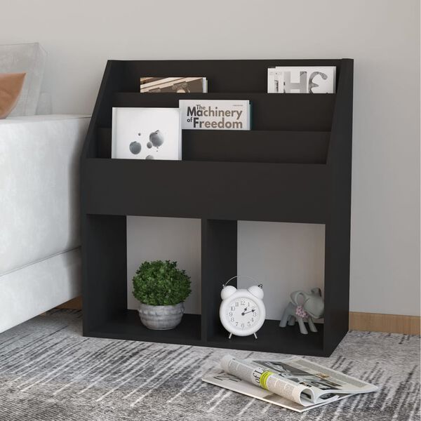 vidaXL Children Magazine Rack Black 71x30x78.5 cm Engineered Wood
