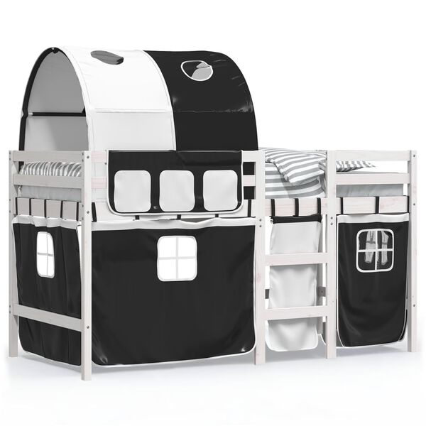 vidaXL Kids' Loft Bed with Tunnel without Mattress White&Black 80x200 cm