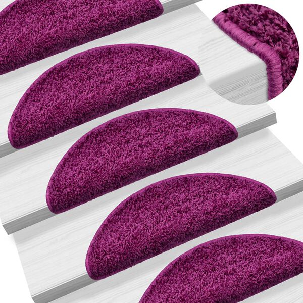 vidaXL Stair Mats 15 pcs 56x17x3 cm Violet Half Round