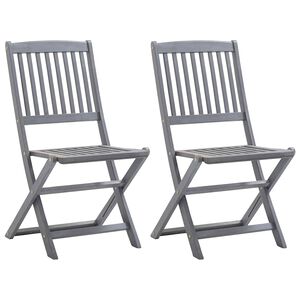 vidaXL Folding Chairs 2 pcs Solid Acacia Wood