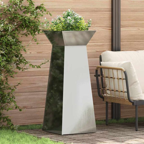 vidaXL Pillar Planter 2 pcs Silver 40 x 40 x 100 cm