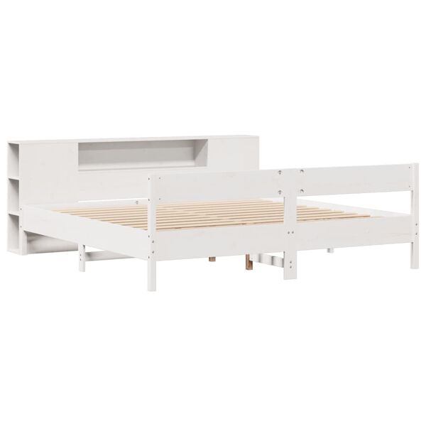 vidaXL Bookcase Bed without Mattress White 200x200cm Solid Wood Pine