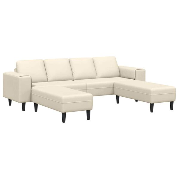 vidaXL Fabric Sofa with Cushion Cream 208 cm Corduroy fabric