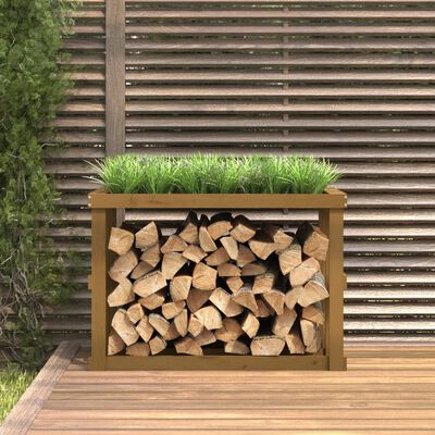 vidaXL Outdoor Log Holder Honey Brown 108x52x74 cm Solid Wood Pine