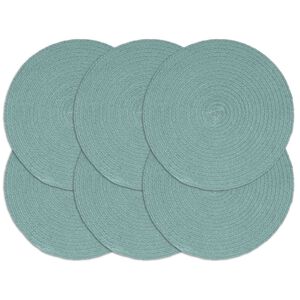vidaXL Placemats 6 pcs Plain Green 38 cm Round Cotton