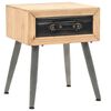 vidaXL Bedside Table | Wood Brown, Black | Solid Fir Wood, MDF, PU