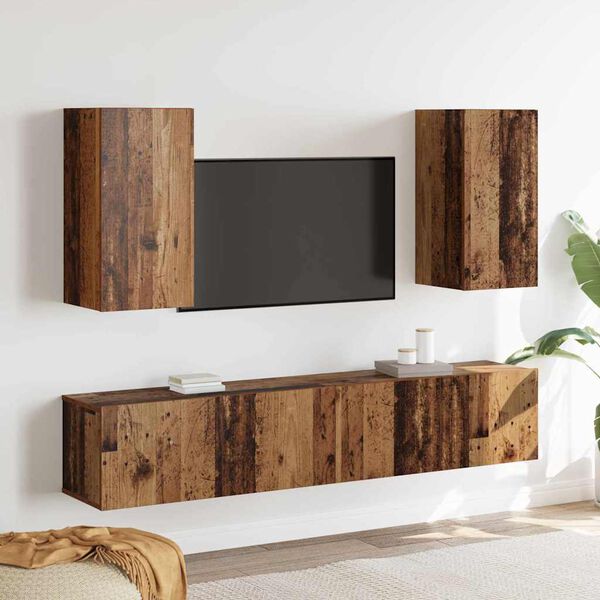 vidaXL TV Cabinet Set Wall-mounted 4 pcs Old Wood Engineered Wood