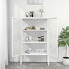 vidaXL Highboard White 80x35x135 cm Steel and Tempered Glass