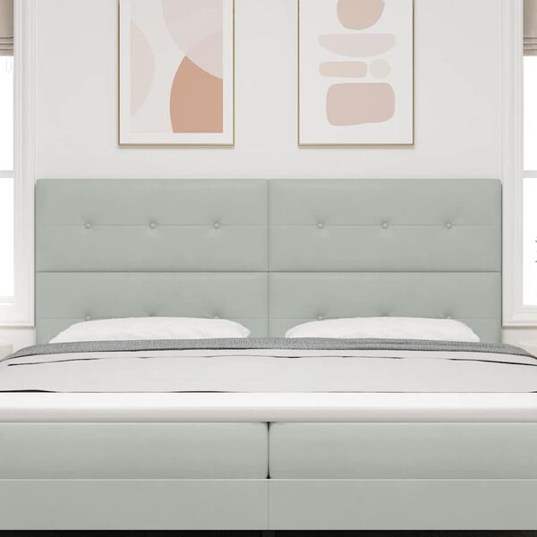 vidaXL LED Headboard with LED Strip Lights Light Grey 200 cm Polyester