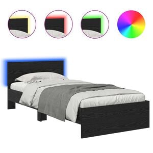 vidaXL Bed Frame with Headboard Black Oak 100 x 200 cm Engineered Wood