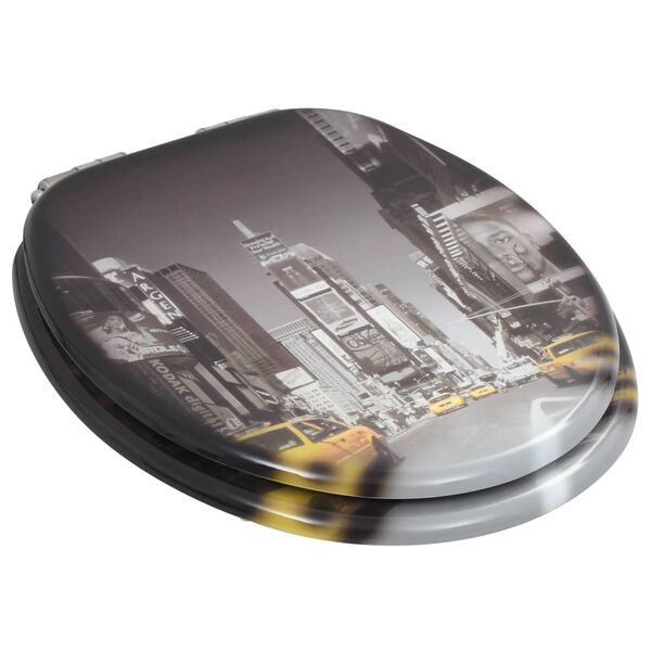 vidaXL WC Toilet Seats 2 pcs with Soft Close Lids MDF New York Design