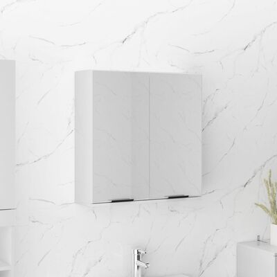 vidaXL Bathroom Mirror Cabinet High Gloss White 64x20x67 cm