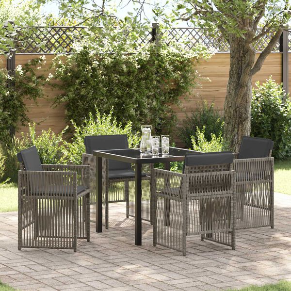 vidaXL Garden Dining Set 5 pcs Grey Powder-Coated Steel